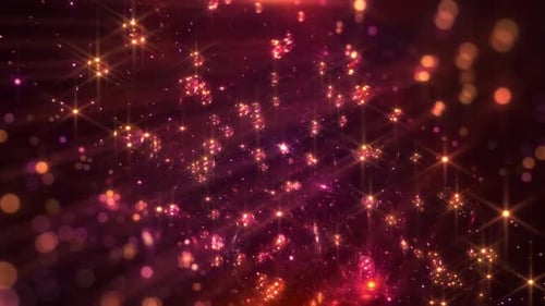 Abstract Sparkling Gold and Purple Light Particles Loop Background