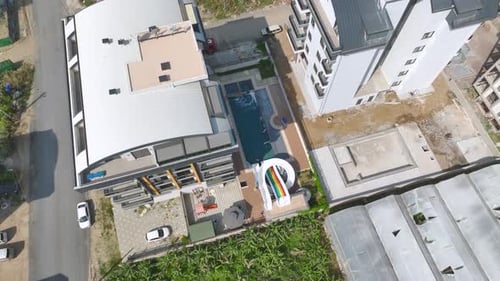 Pool Fill Aerial View of Water Filling Residential Pool