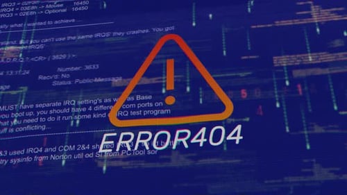 Error404: sinal de perigo: sistema invadido ou falha de aviso de ataque cibernético