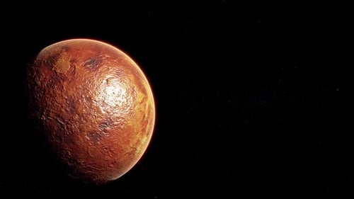 Slow Rotating Red Planet in Dark Space Animation
