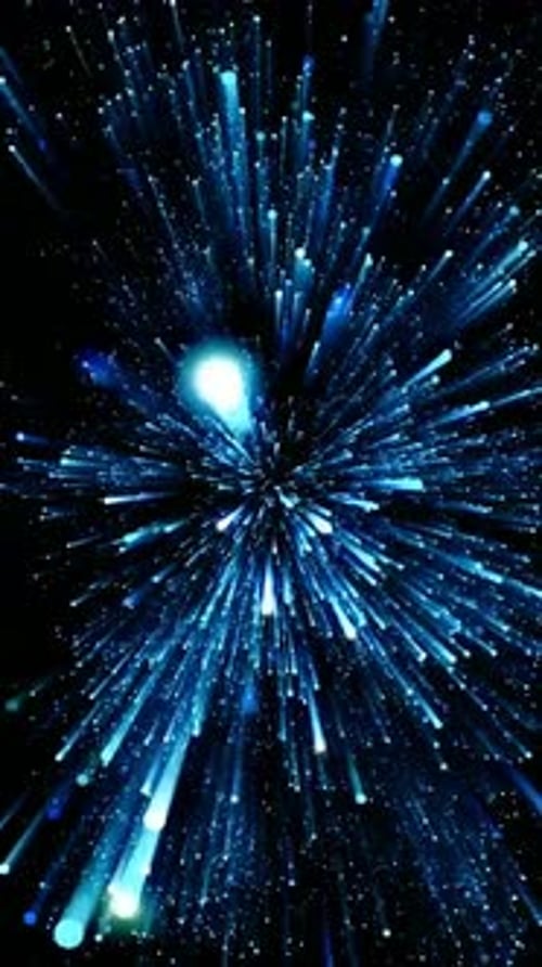 Abstract Blue Light Particles Fast Streak Tunnel Background