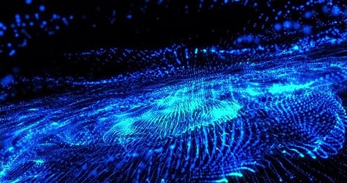 Dynamic Blue Digital Particles Wavy Abstract Background