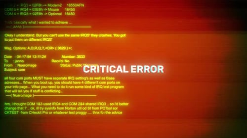 Critical Error On Hacking & Error Message Digital Screen Message On Computer Screens