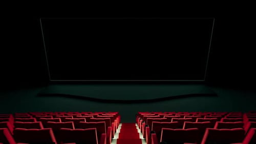 Transparent Cinema Screen And Red Luxury Cinema Seats