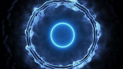 Abstract blue energy waves futuristic hi-tech glowing particles