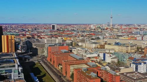 Aerial view of Berlin cityscape with TV Tower, Germany.
