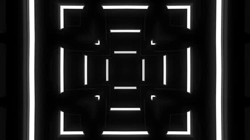 Dynamic glowing neon tunnel journey into abstract digital future