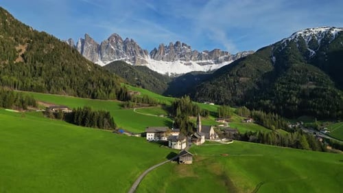 Spring Landscape in Italian Dolomites Alps