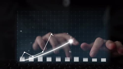 Analyse des Geschäftswachstums mit Grafiken und Datenvisualisierung, Finanztrends und Fortschrittsverfolgung