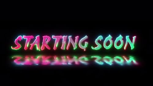 Stream starting soon neon text animation suitable for video live streaming. Animated neon text.