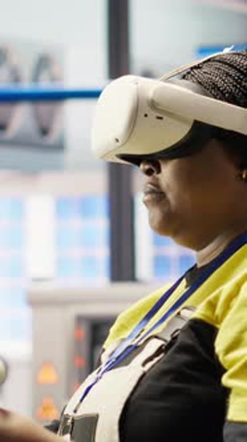 Vertical Video Photovoltaics Smart Factory Specialist Fixing Damaged IoT Sensors Using VR Tech