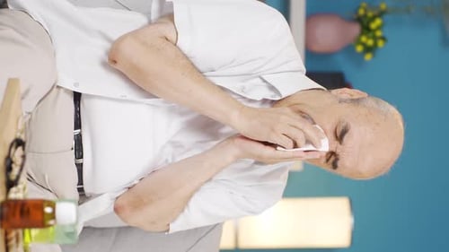 Vertikales Video von Schnupfen.