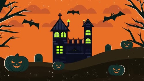 Orange Bat Halloween Background