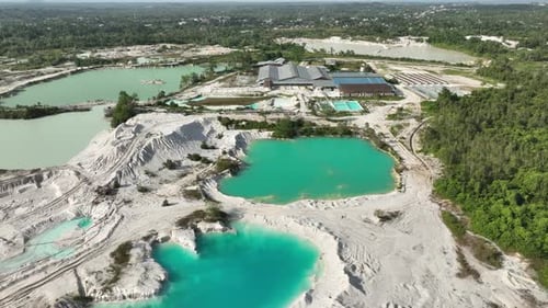 Abstract Aerial Blue Lake from Mining Landscape