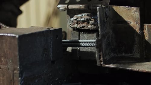Building Reinforcement is Cut on a Machine