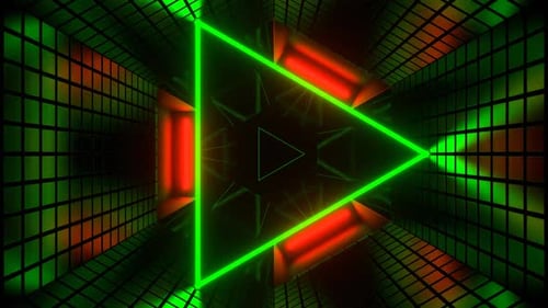 Mirrored Tunnel With Green And Red Neon Strobe Background Vj Loop In HD