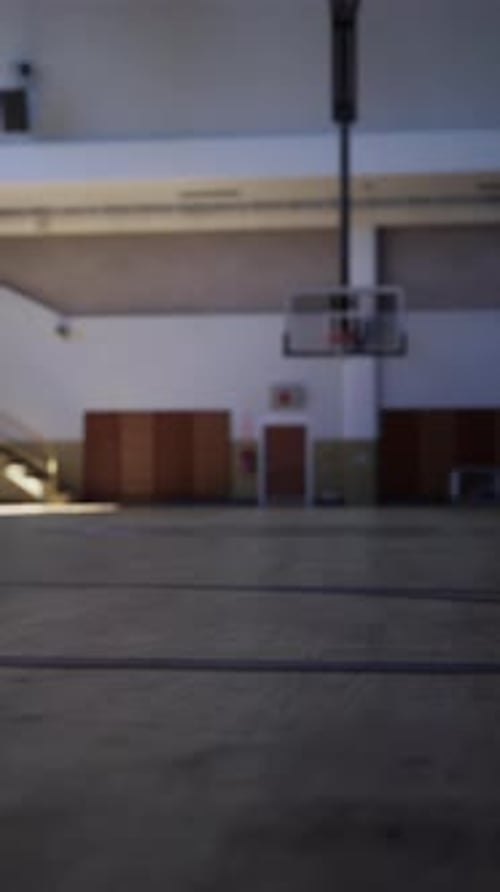 Blurry Basketball Court With Hoop