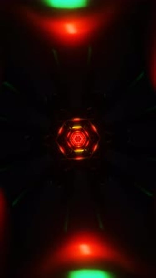 Vertical Video of Continuously Evolving Geometric Forms with Pulsing Neon Light