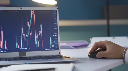 Investor, Trader Male Analyzing Stock Market Charts. Stocks and Cryptocurrency exchange.