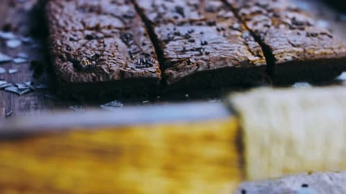 Delicious Brownies Fresh from the Oven, Close Up