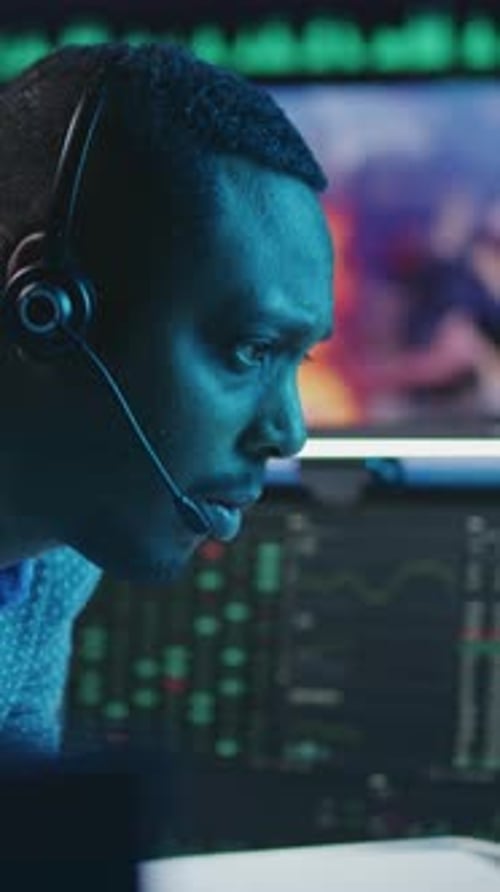 Multracial Financial Analysts Work in Bank Office in Late Evening