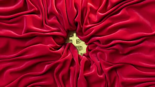 Fluid Red Velvet Fabric Conceals an Image