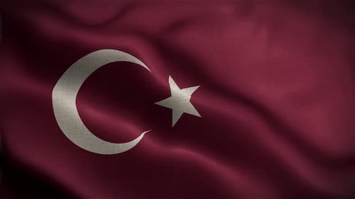 Realistic Waving Turkish Flag with Fabric Texture