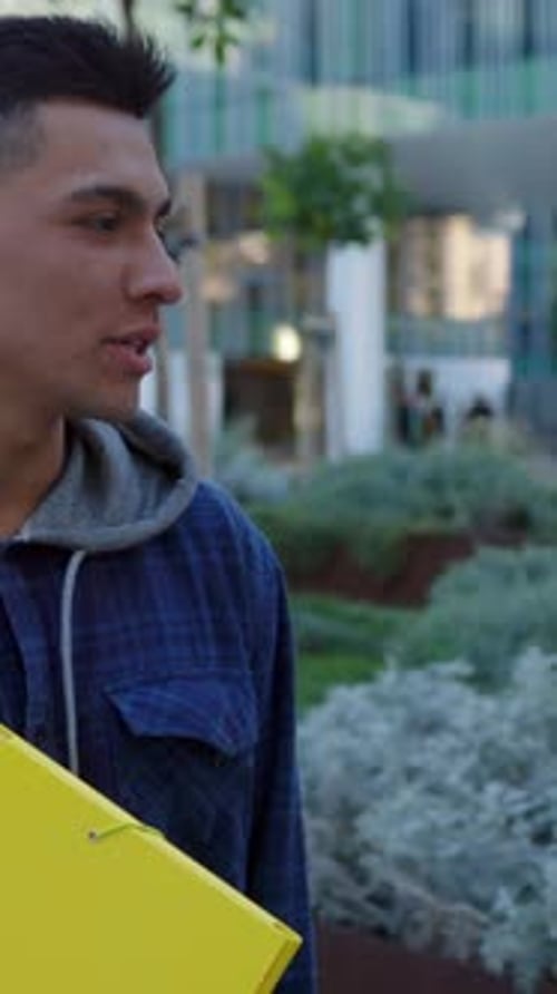 Three Diverse Student Friends Hanging Out While Standing at College Campus
