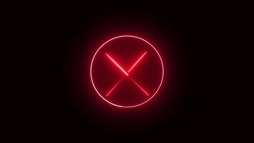 Neon Red X Mark in Circle Animation