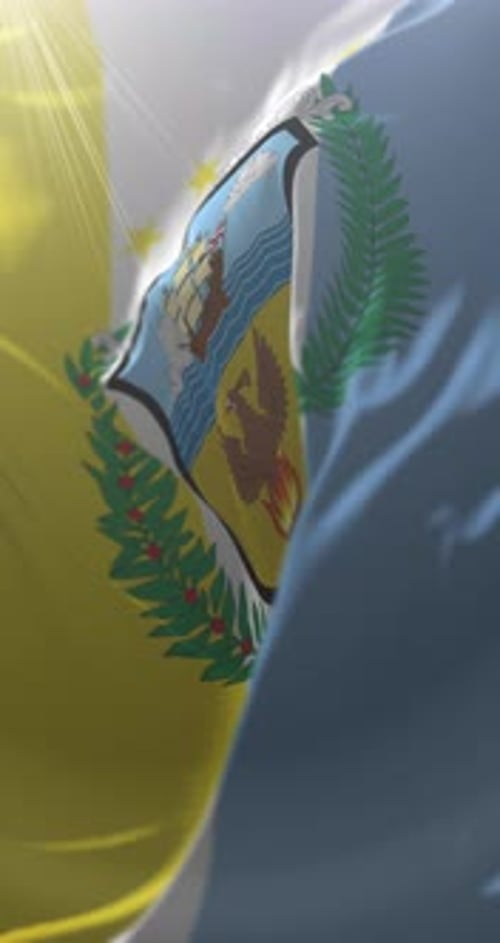 Realistic Vertical Waving Flag with Emblem Animation