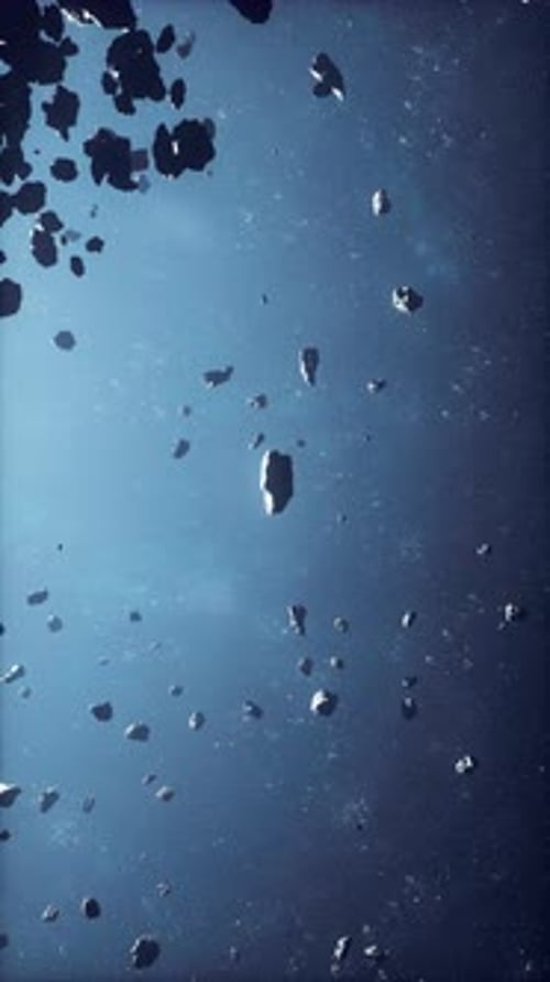 Floating Asteroids in Deep Space Background