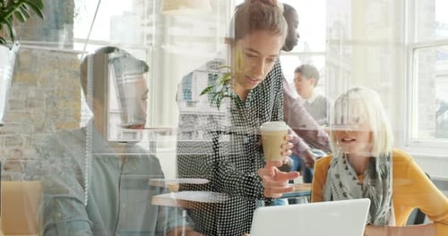 Collaboration, laptop or business meeting for social media strategy, KPI growth