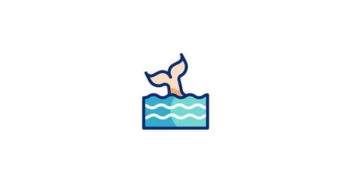 Animated Whale Tail Diving into Water Flat Design Icon