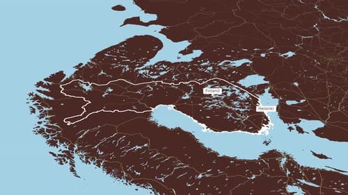 Rotating Map Of Finland And Helsinki