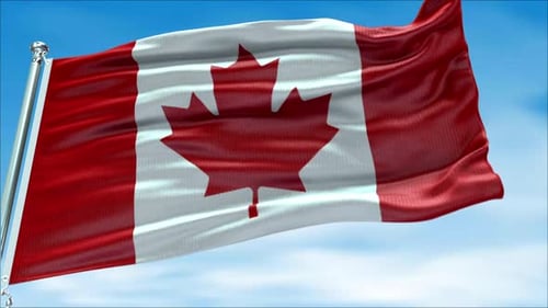 Canadian Flag Waving Loop With Realistic Fabric Texture