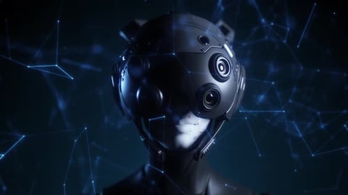 Roboter beobachtet die Situation, Animation zum Thema künstliche Intelligenz
