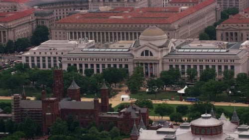 Washington, D.C. Circa-2017, Aerial View of the Smithsonian Castle and National Museum