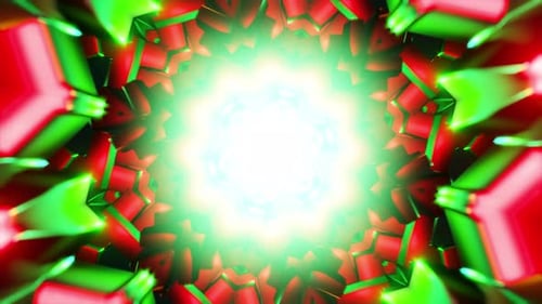Emerald Star Mandala VJ Loop with Glowing Center and Metallic Facets Pulsing