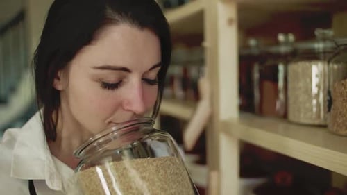 Zero Waste Store Assistant in Slow Motion