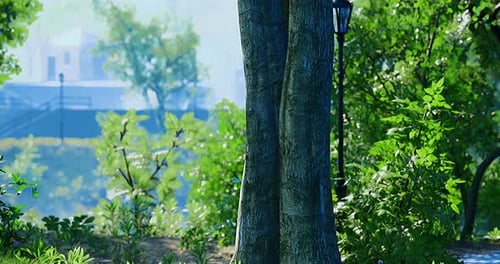 Die ruhige Parkszene fängt die Schönheit der Natur in lebendigem Grün ein