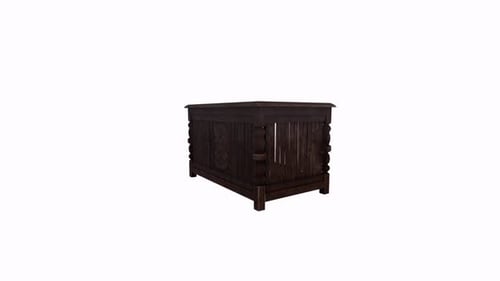 Rotating Dark Wooden Dog Crate 3D Model