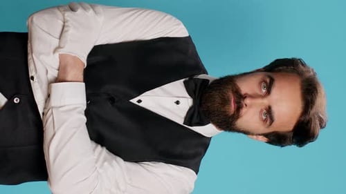 Vertical Video Hotel Porter Wears Gloves for Assistance