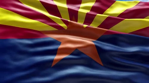 Arizona State Flag Waving with Realistic Fabric Motion