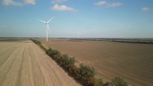 Wind Turbines. Wind Power Electric Plant. Renewable Energy