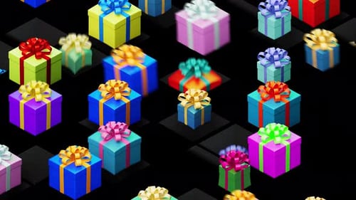 animated background with gifts, has an alpha channel