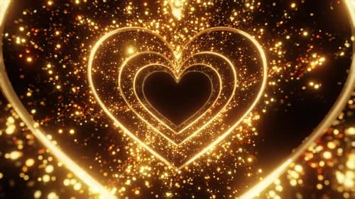 Golden Heart Tunnel, Valentine's Day Background 4K