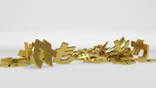 Golden Turkish Lira Currency Symbol Falling