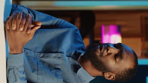 Man Talking and Gesturing Indoors, Portrait