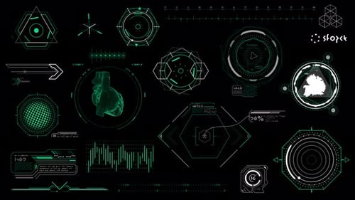 A Set of Scifi HUD Elements on the Alpha Channel