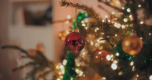 Decorated Christmas Tree with Lights and Ornaments